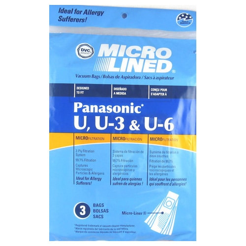 Panasonic U, U-3, U-6 Micro Lined Bags - 36 Pack