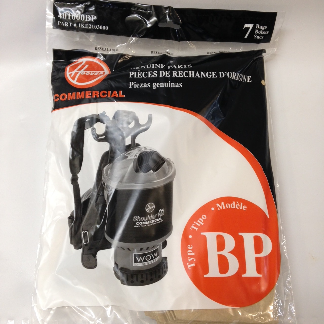 Hoover Commercial Shoulder Vac type BP Vacuum Bags, 7 Pack