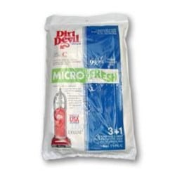Dirt Devil Type C Microfresh Deluxe Vacuum Bags Plus 1 Filter, 3 Pack, Part # 3747048001