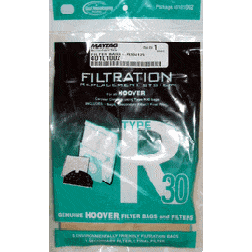 Hoover R30 Vacuum Bags 5 Pack and 2 Filters Part # 40101002