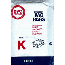 Hoover Type K DVC Brand Vacuums Bags, 3 in a pack